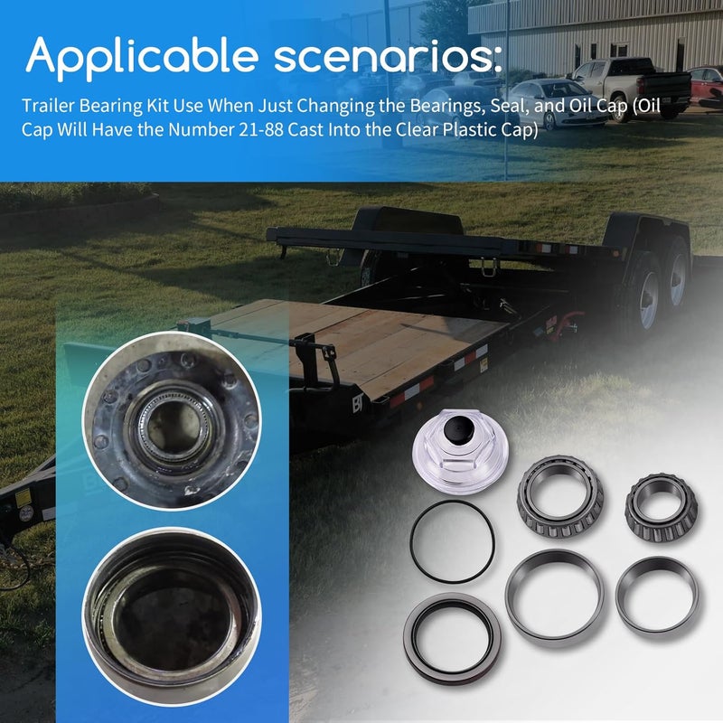 XTPTFABS Trailer Bearing Kit Compatible with Dexter 10K GD Axles After 2009 (Dexter Axle # D100G), Fits for Oil Bath Axles,Used with Drum 9-123, 430, 8-415 Series,12-1/4" x 3-3/8" Hub Drum Assembly - Image 5